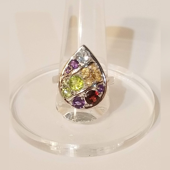NWOT Sterling silver cocktail ring, semi precious gems, Prime Art & Jewel, sz 8 - Picture 3 of 12